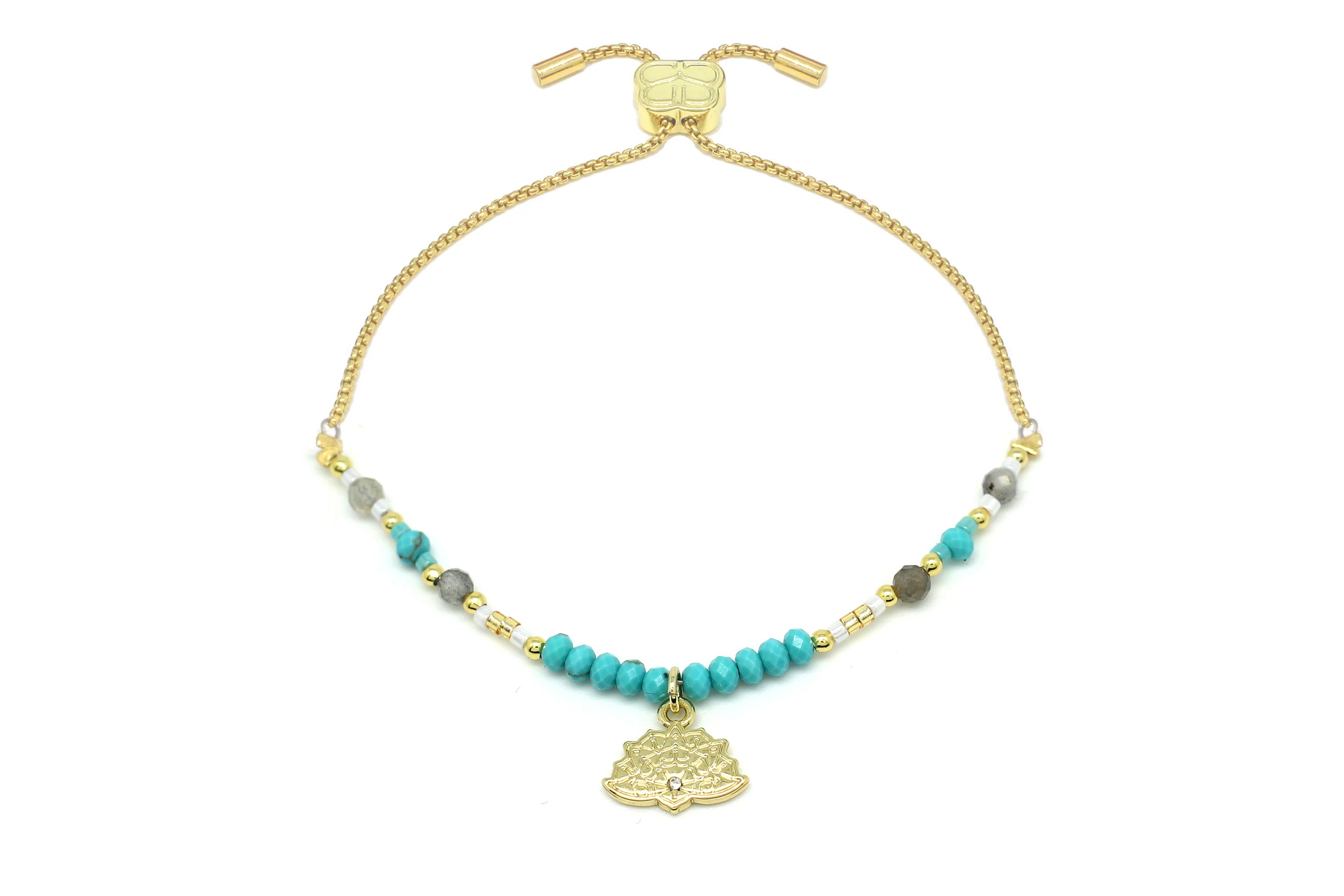 Lutea Charm Turquoise Labradorite Gold Bracelet