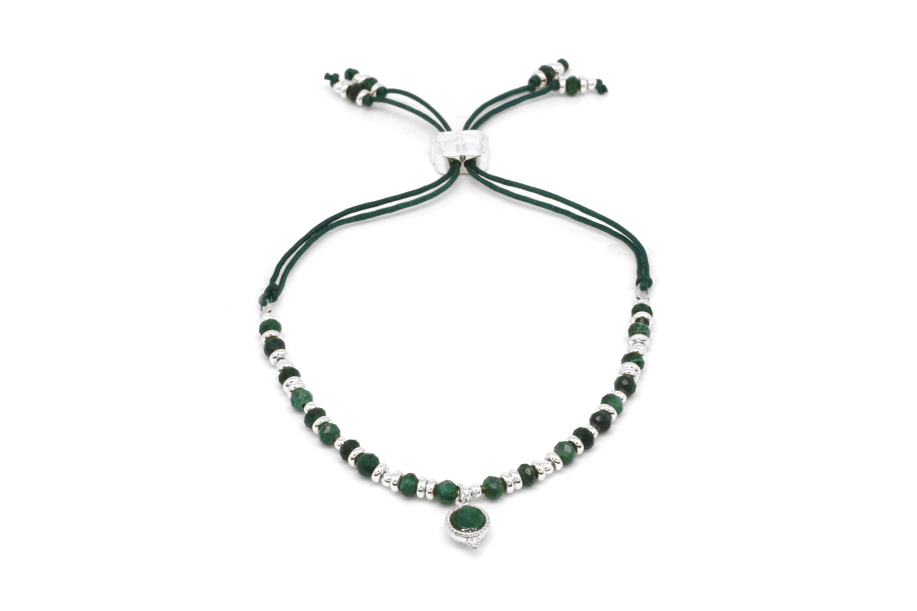 Sense Malachite Silver Beaded Friendship Bracelet