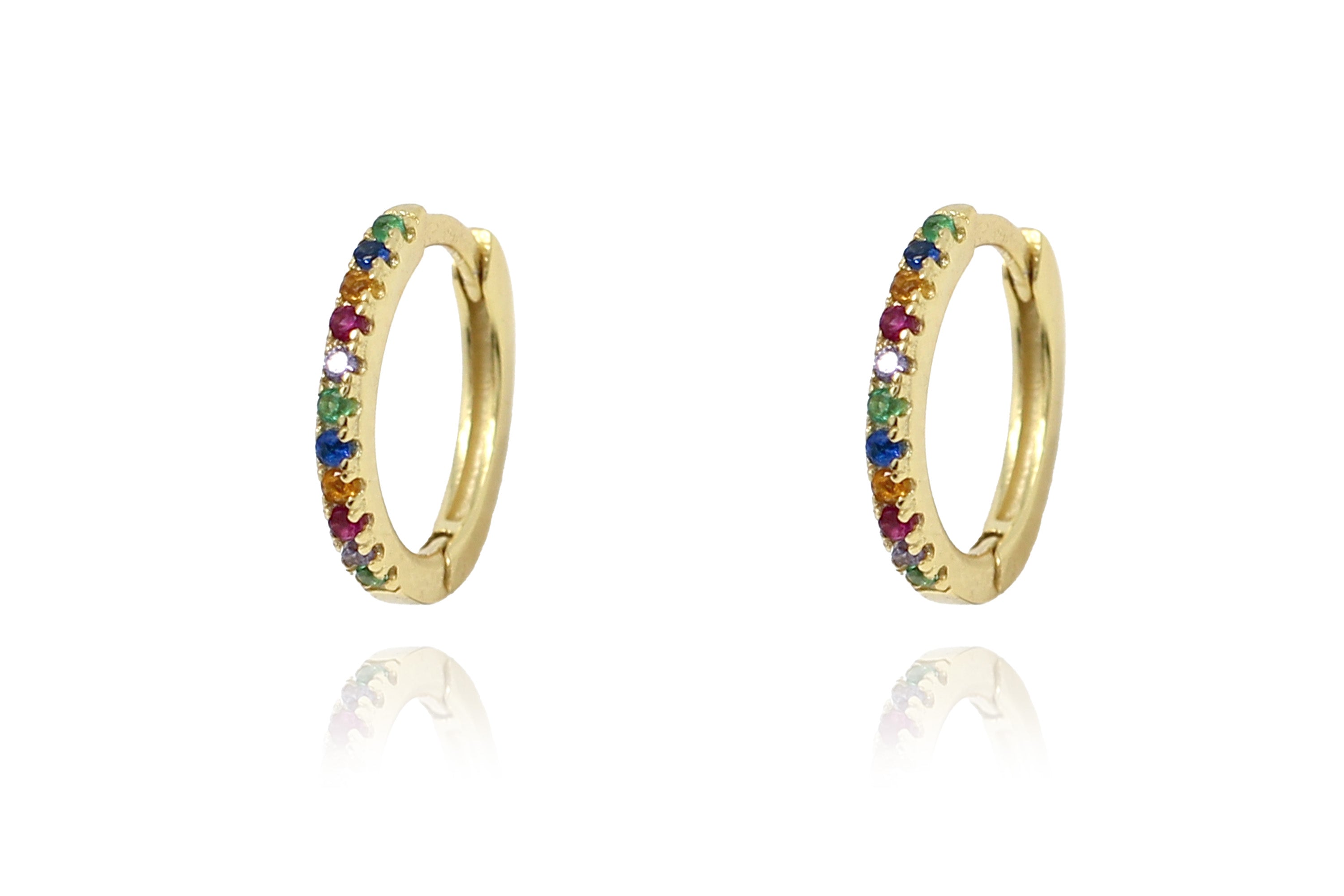 Dorval multicolour CZ Gold Hoop Huggies Earrings