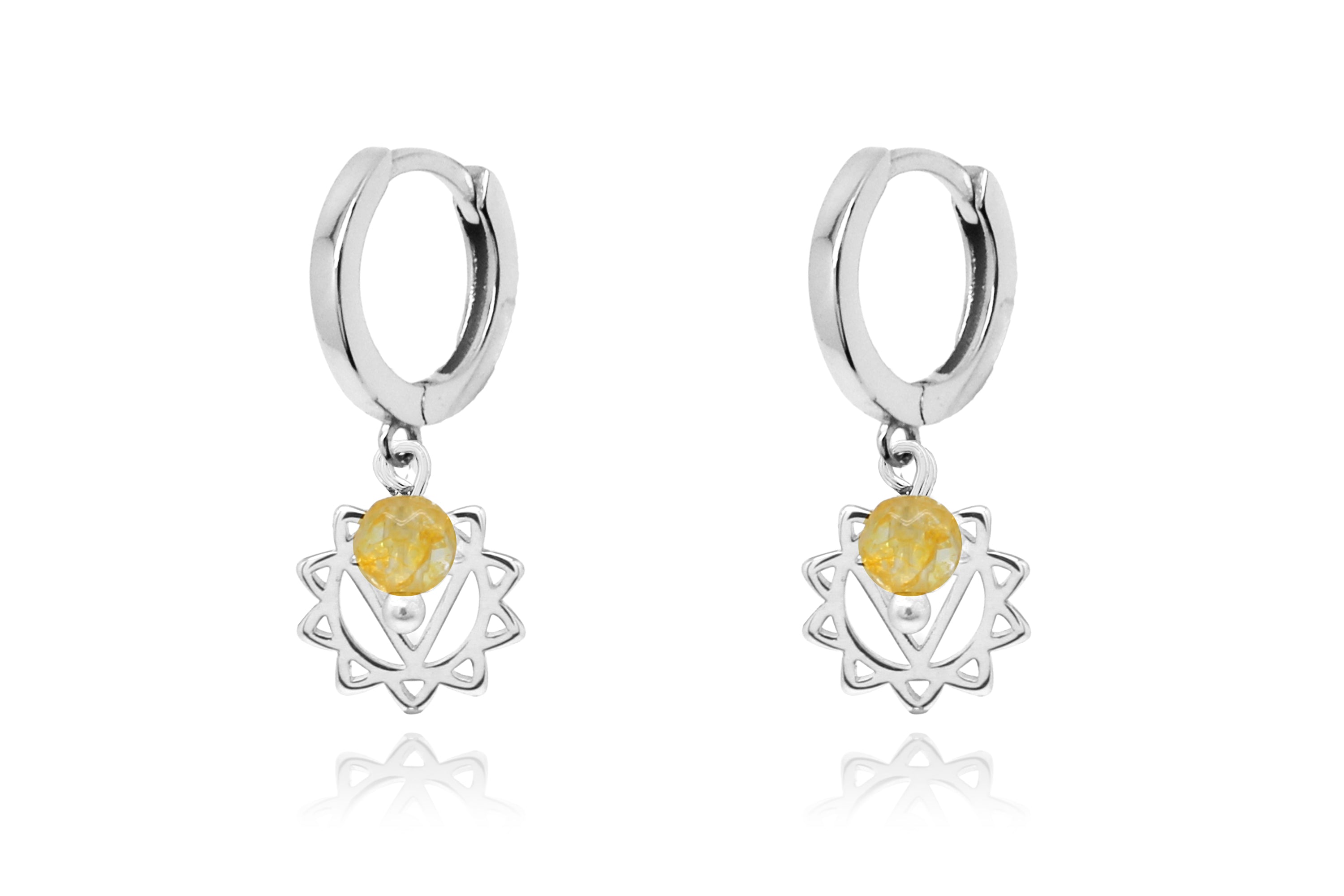 Solar Plexus Chakra Silver Hoop Earring