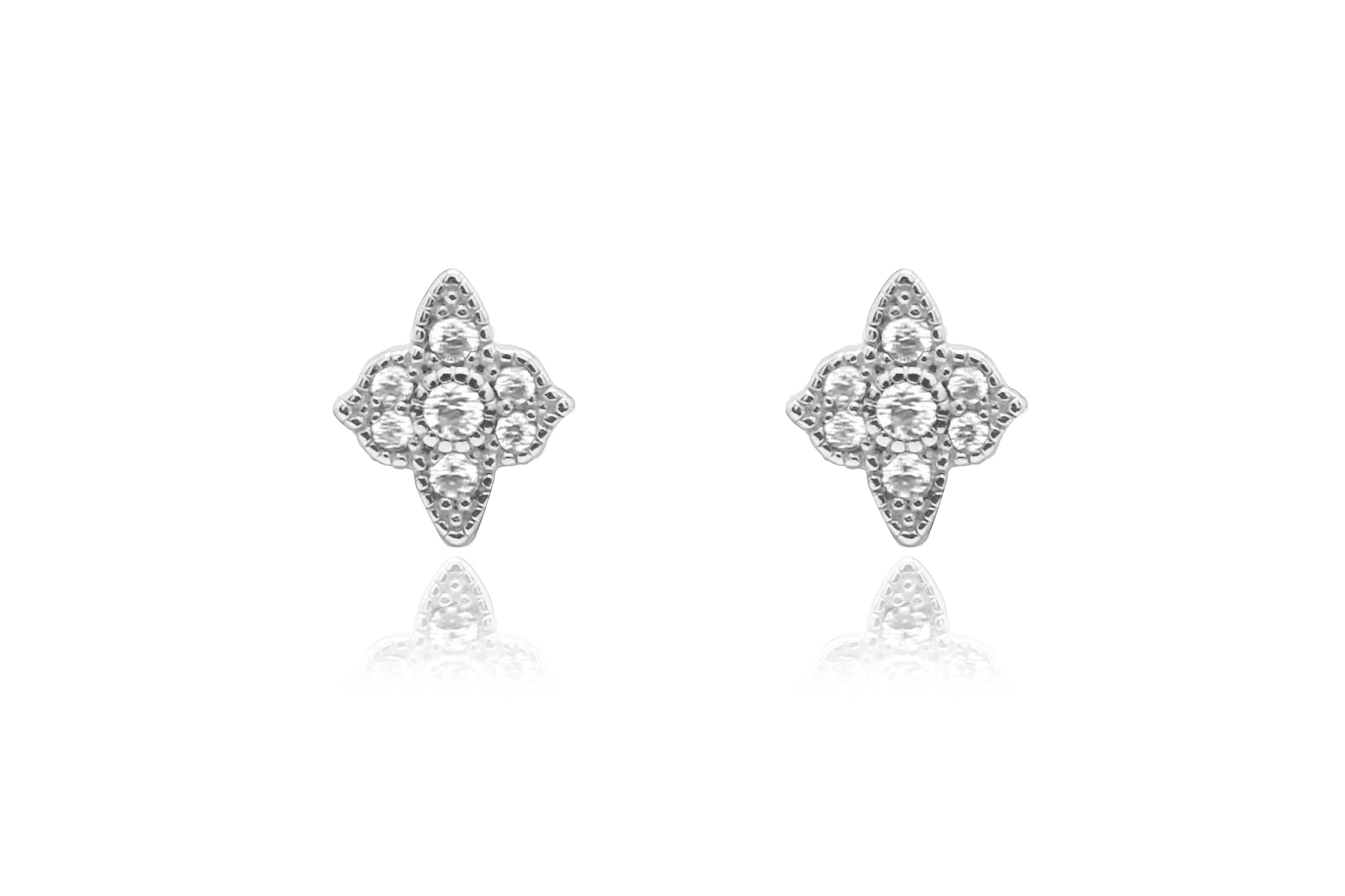 Takia Filigree CZ Silver Stud Earrings