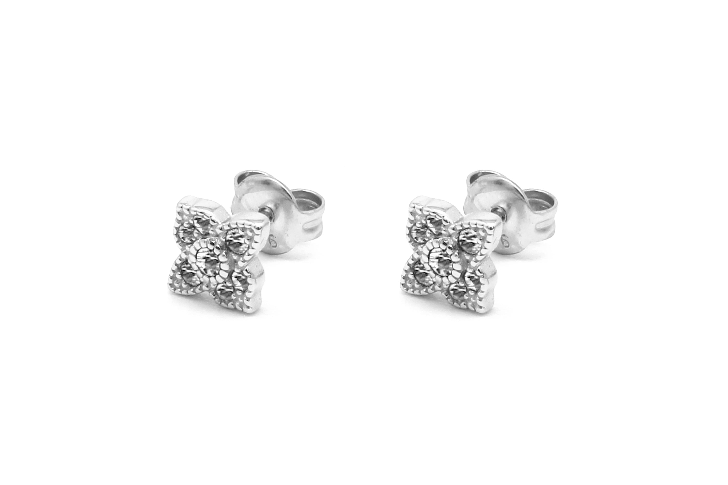 Takia Filigree CZ Silver Stud Earrings