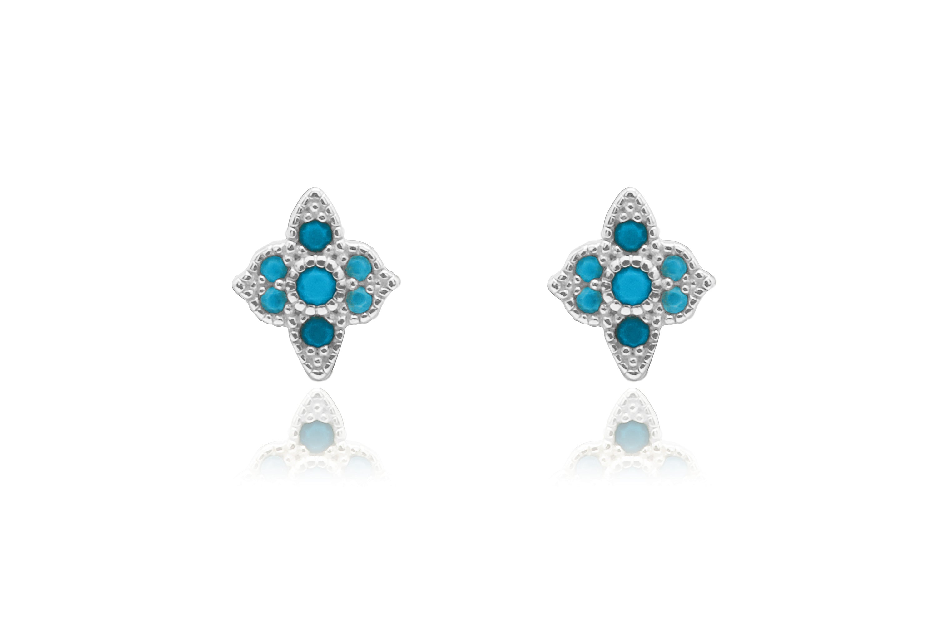 Takia Filigree Turquoise Silver Stud Earrings