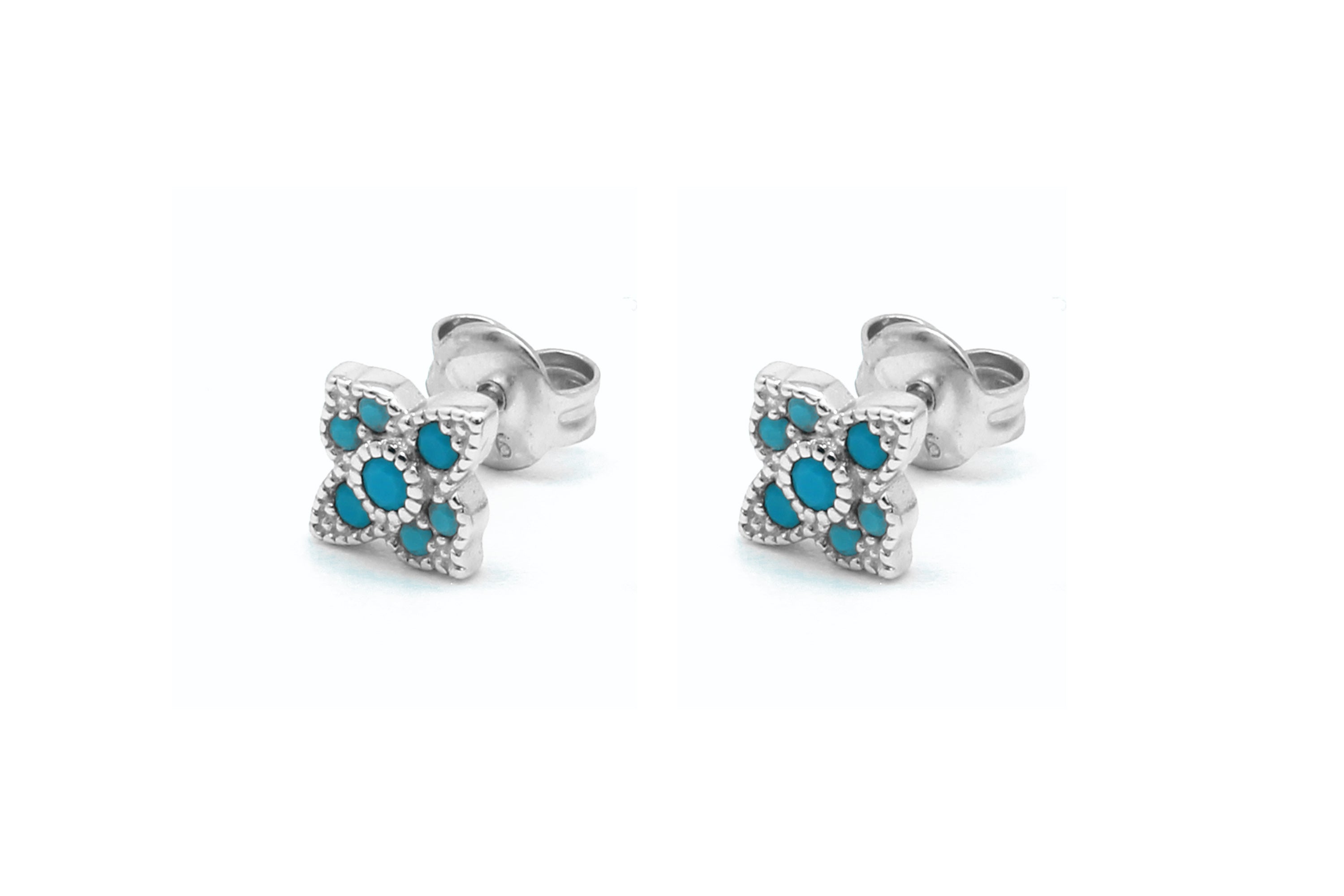 Takia Filigree Turquoise Silver Stud Earrings