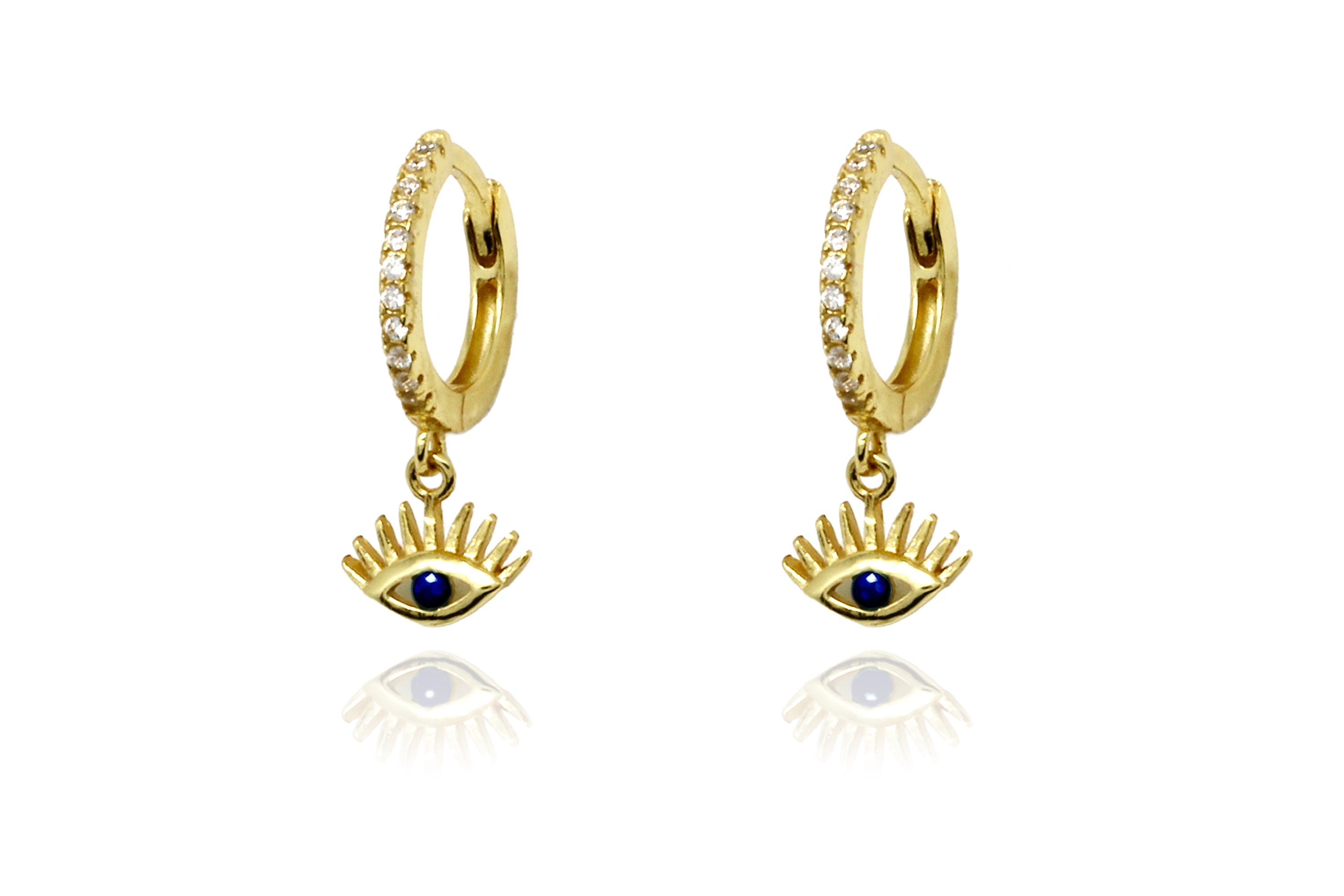 Effy Evil Eye Hoop Gold Sapphire CZ