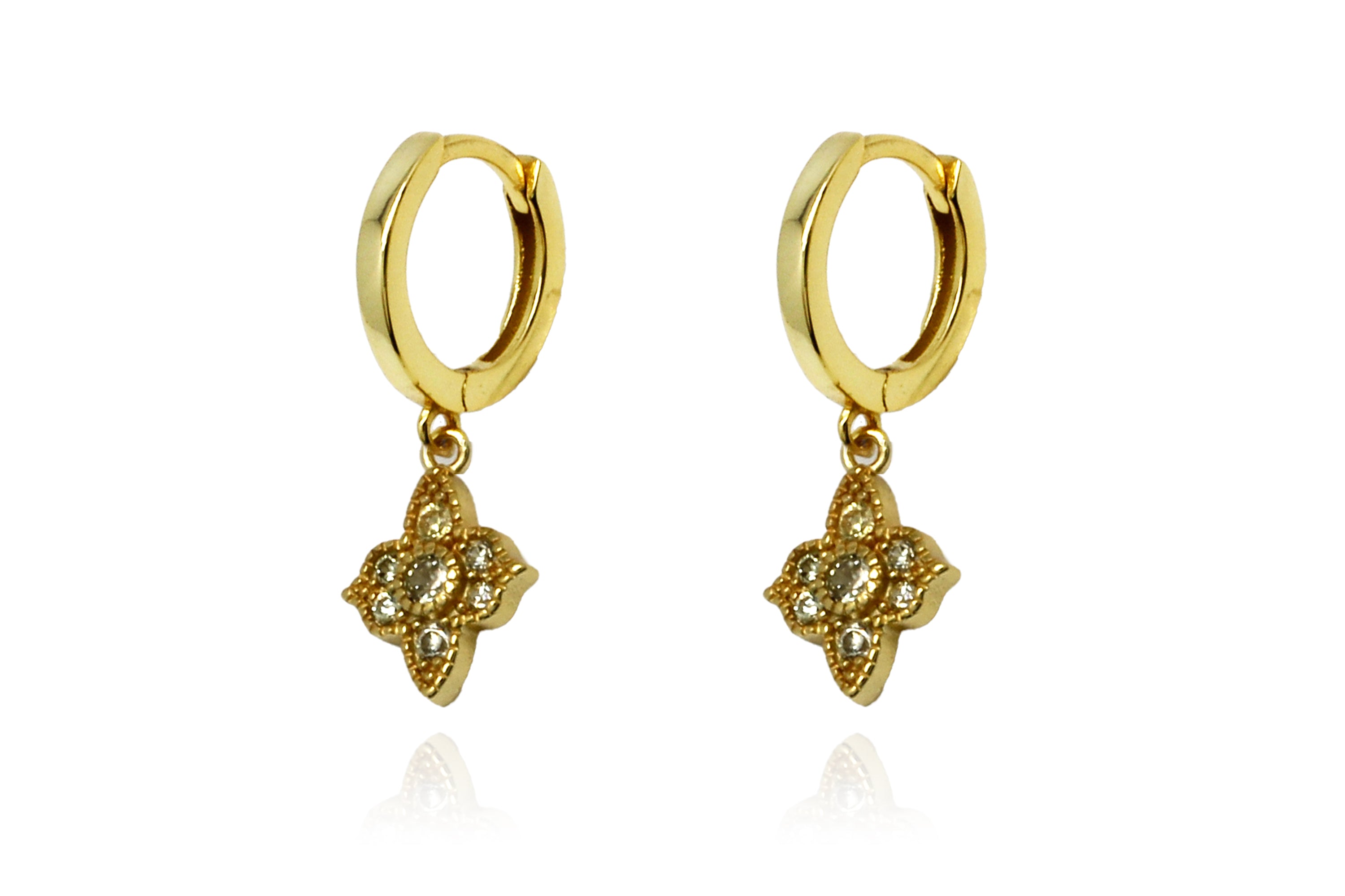 Theron Champagne CZ Gold Hoop Earrings