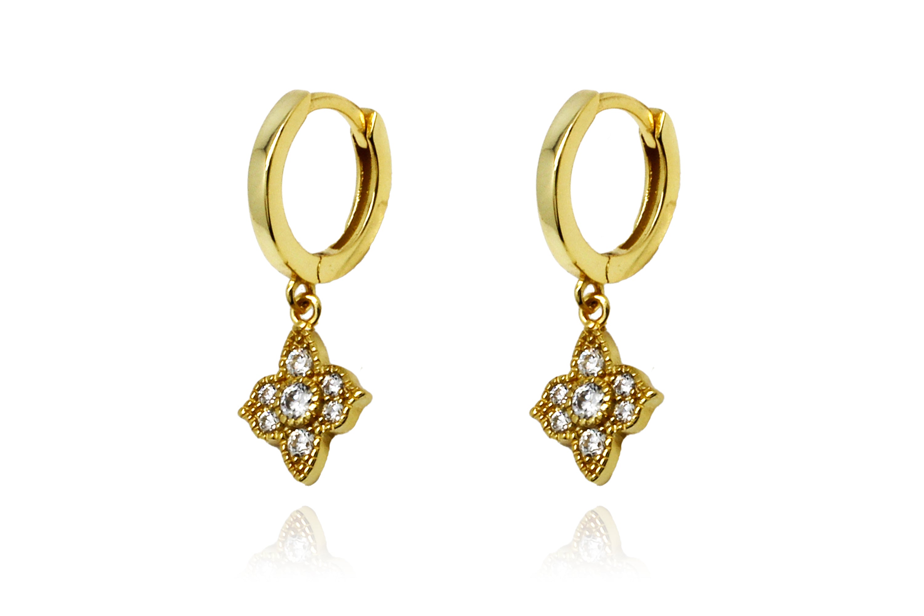 Theron Clear CZ Gold Hoop Earrings