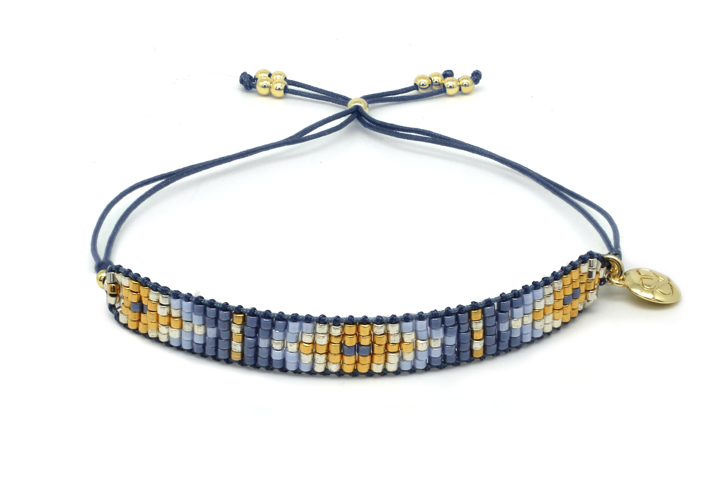 Starlight Denim Gold  Beaded Friendship Bracelet