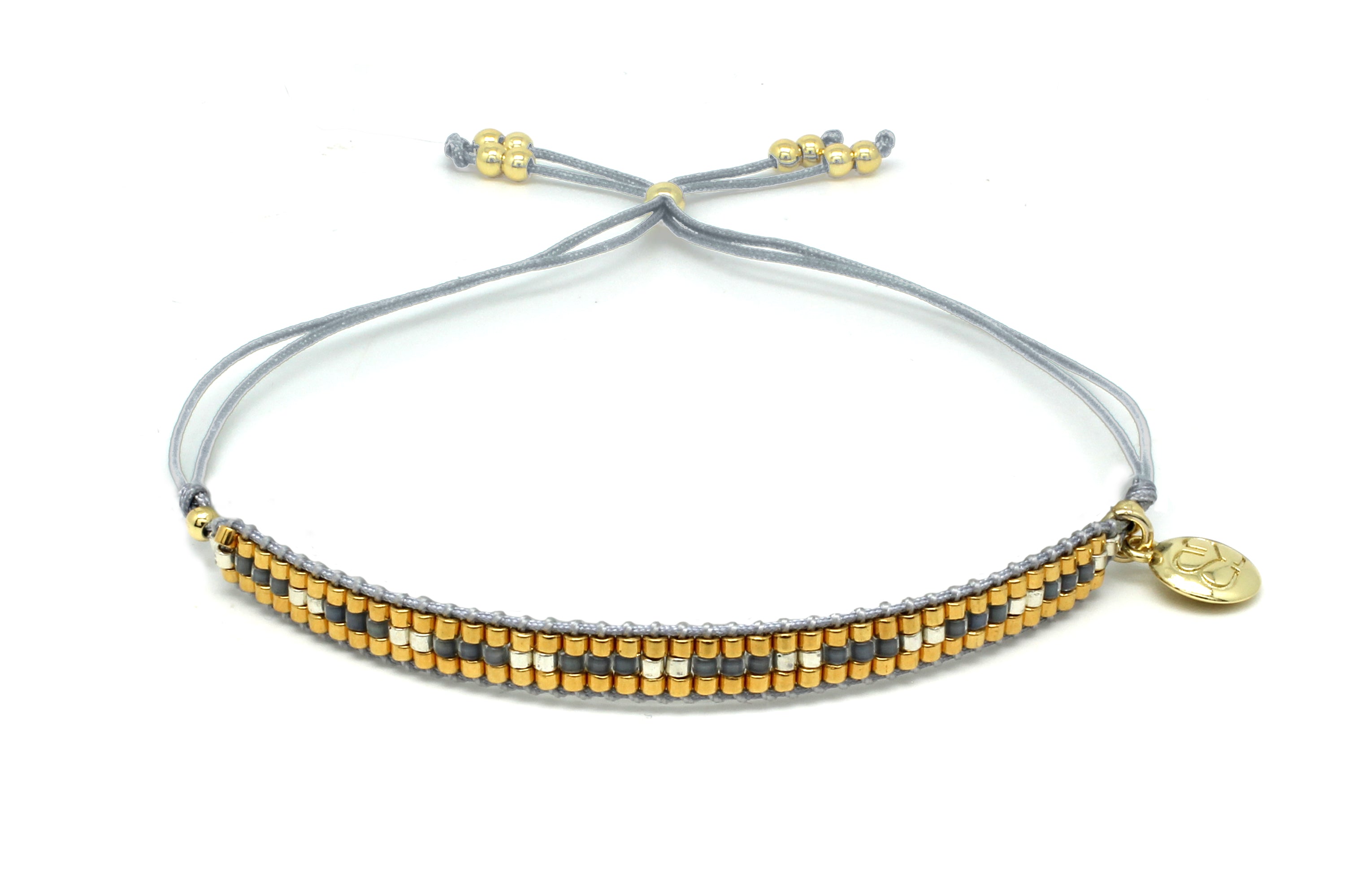 Starshine Grey Gold Beaded Friendship Bracelet