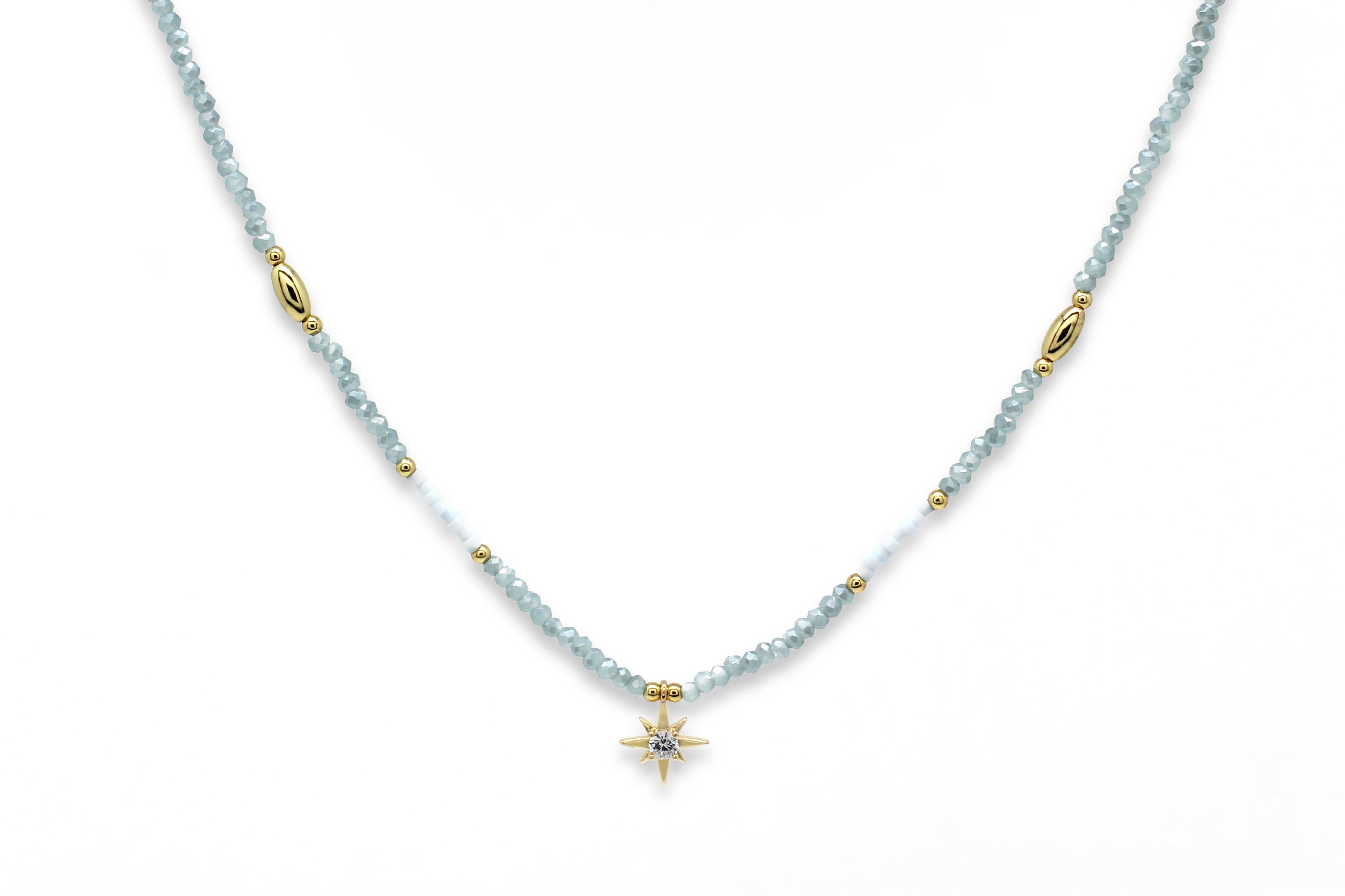 Aditi Grey Beaded Star Charm Necklace