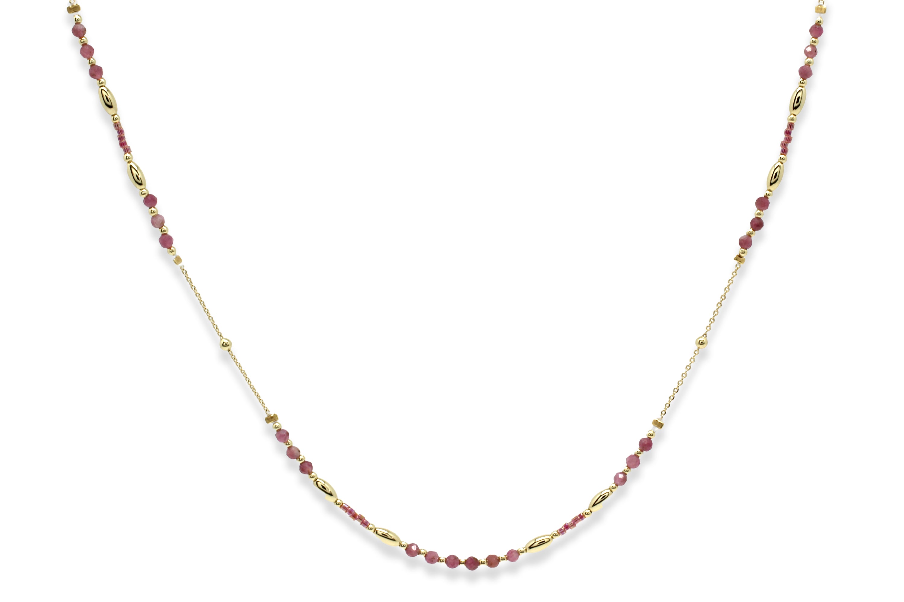 Horus Pink Tourmaline Gold Gemstone Necklace