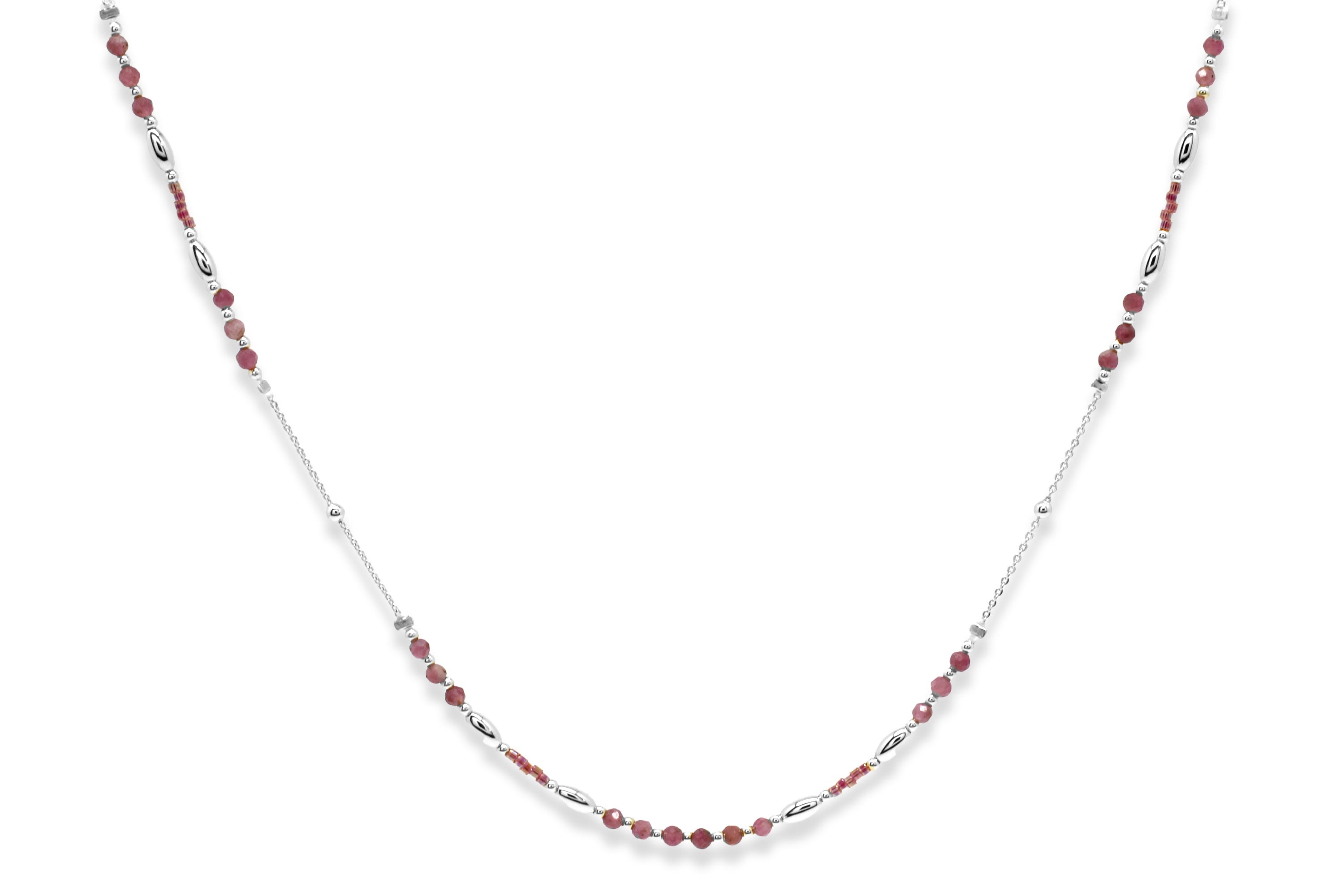 Horus Pink Tourmaline Silver Gemstone Necklace