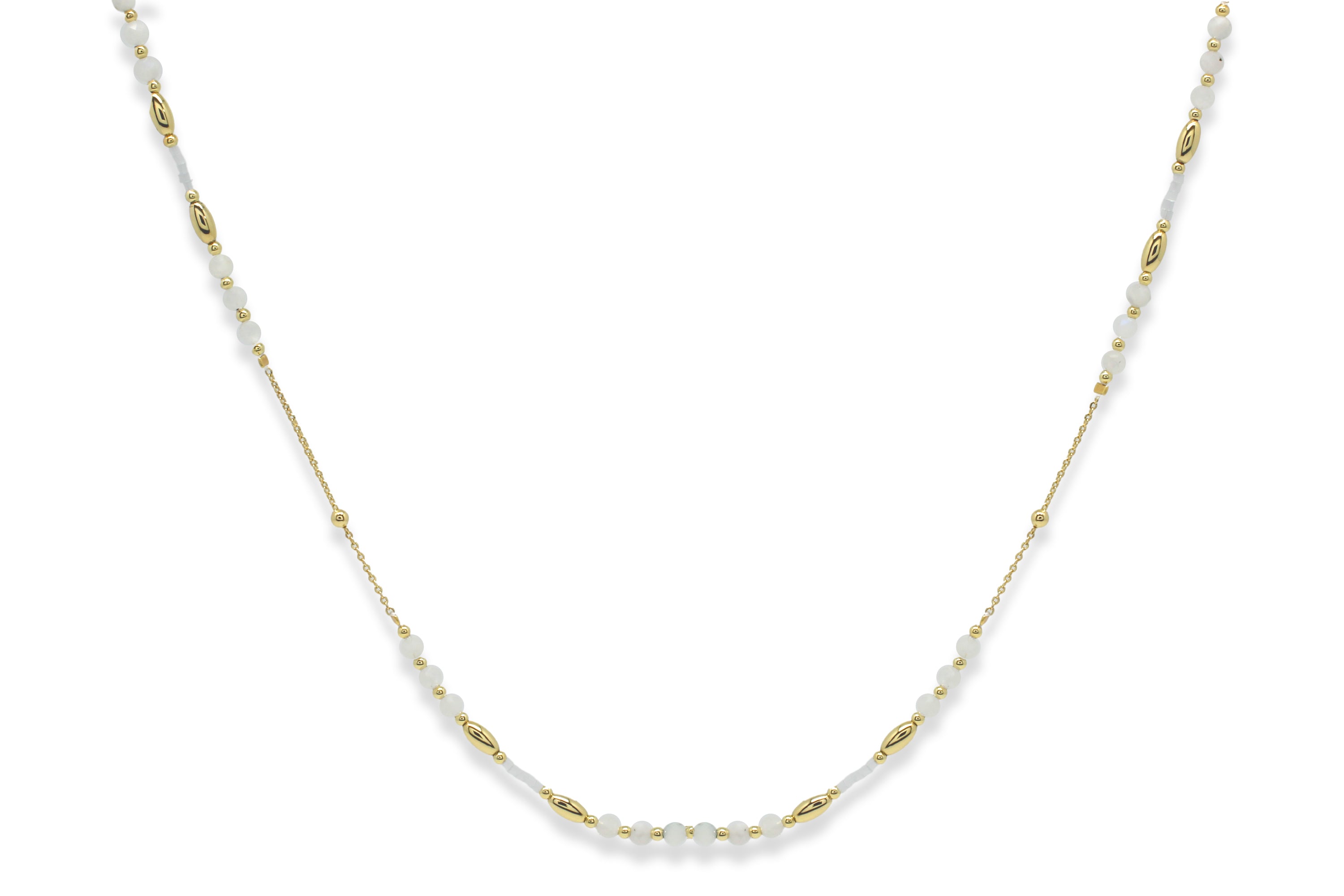 Horus Rainbow Moonstone Gemstone Gold Necklace