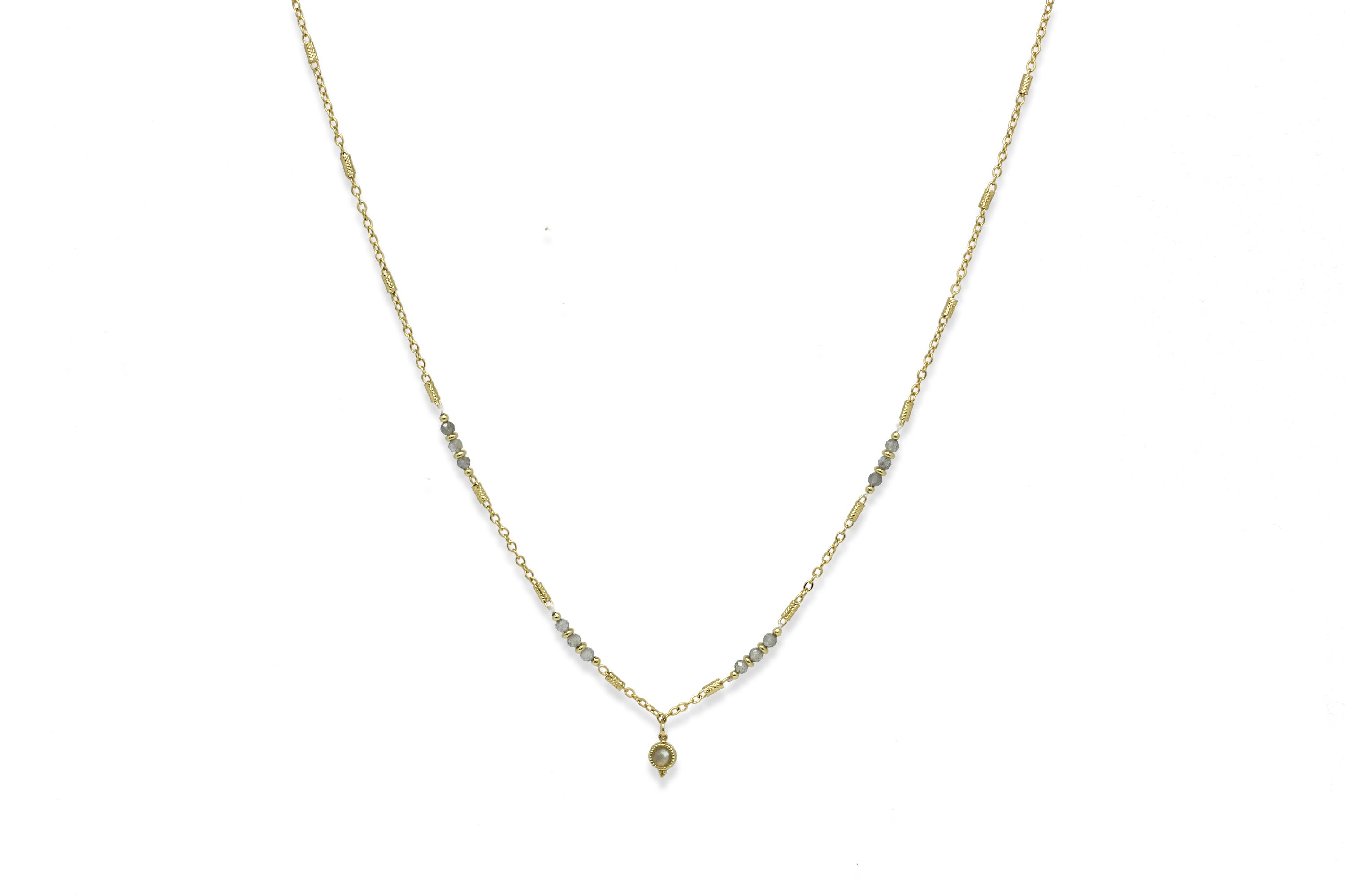 Ether Labradorite Beaded Gold Necklace