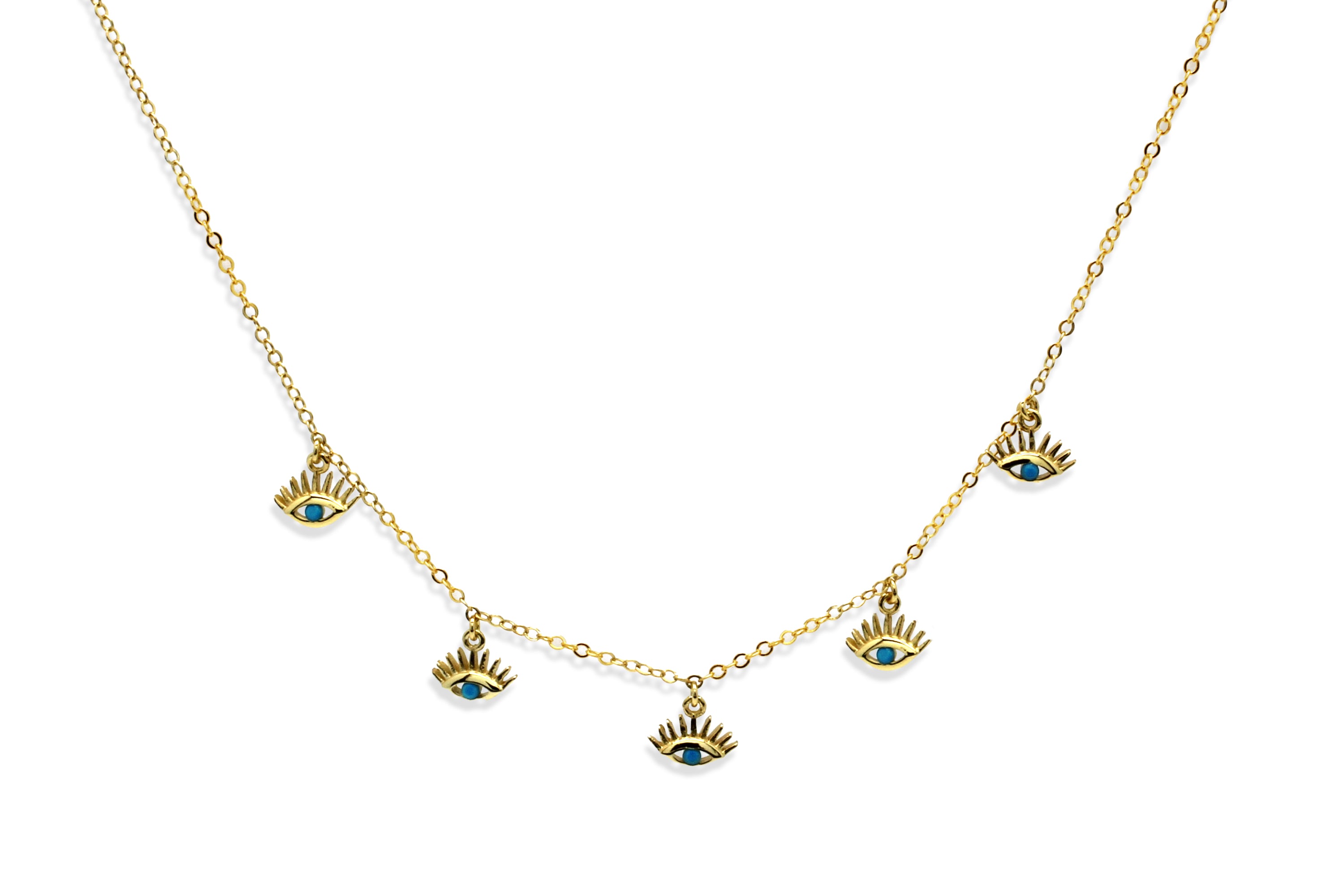 Retsina Gold CZ Evil Eye Necklace Turquoise