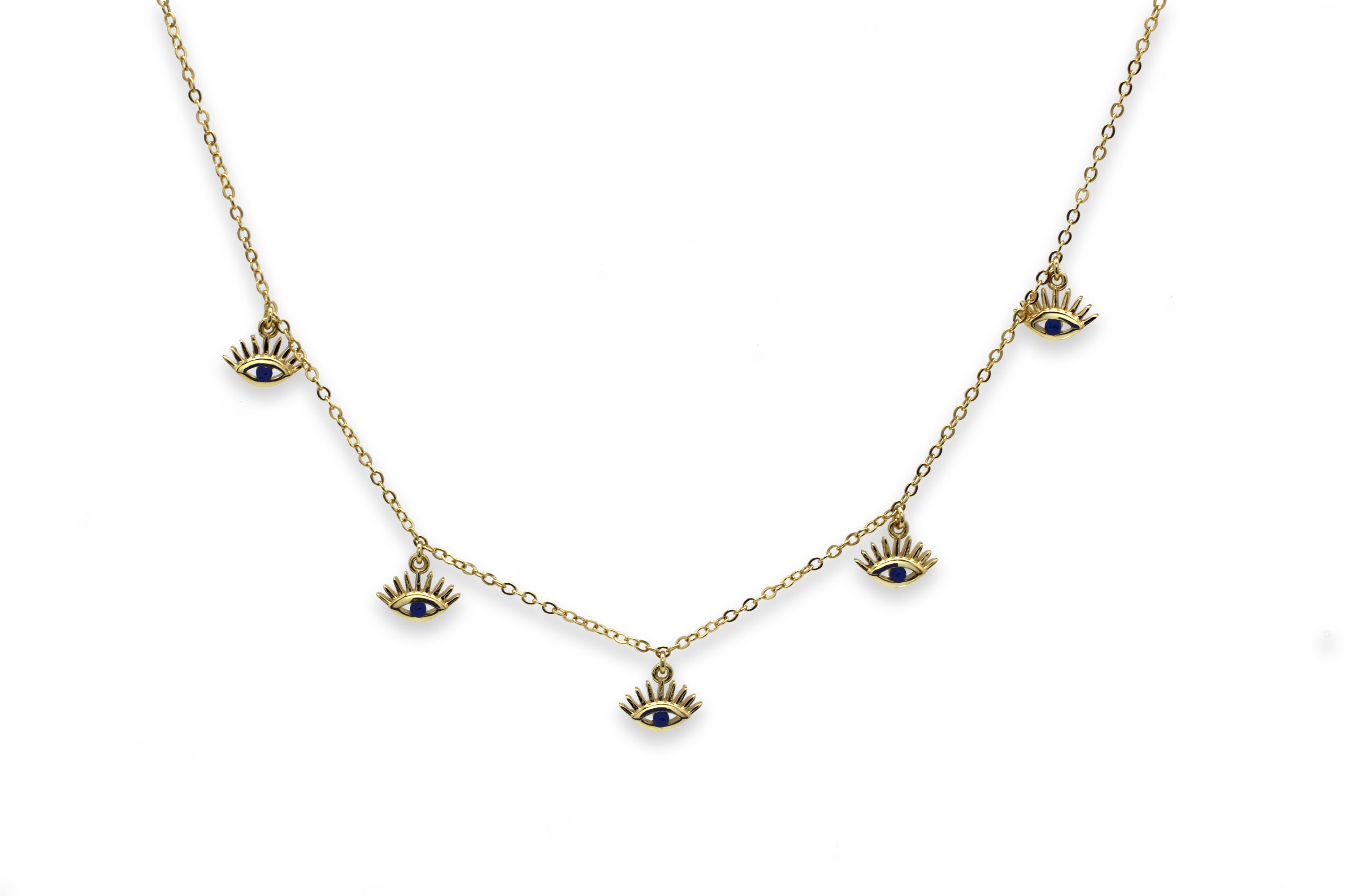 Retsina Gold CZ Evil Eye Necklace Sapphire