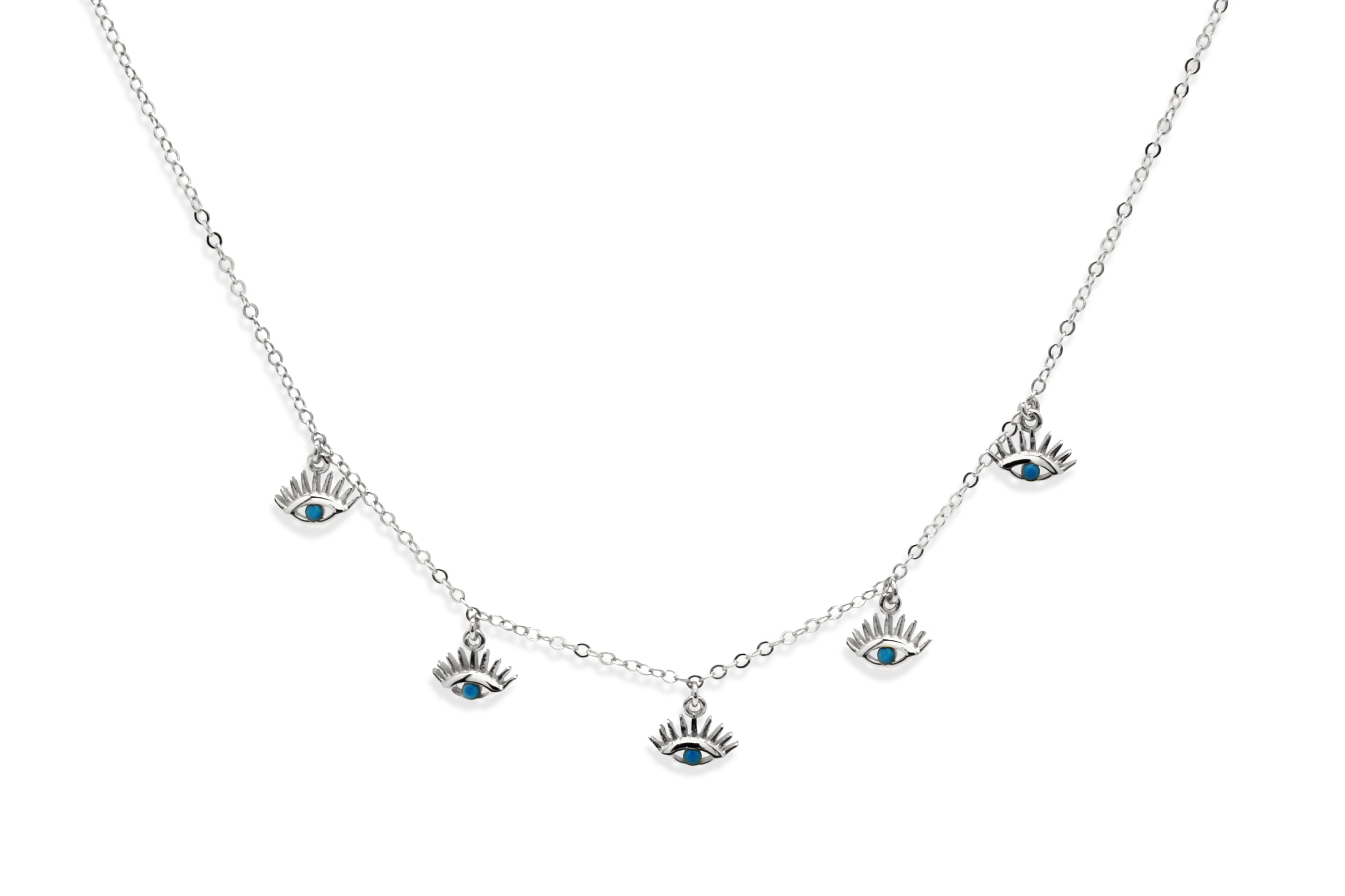 Retsina Silver CZ Evil Eye Necklace Turquoise