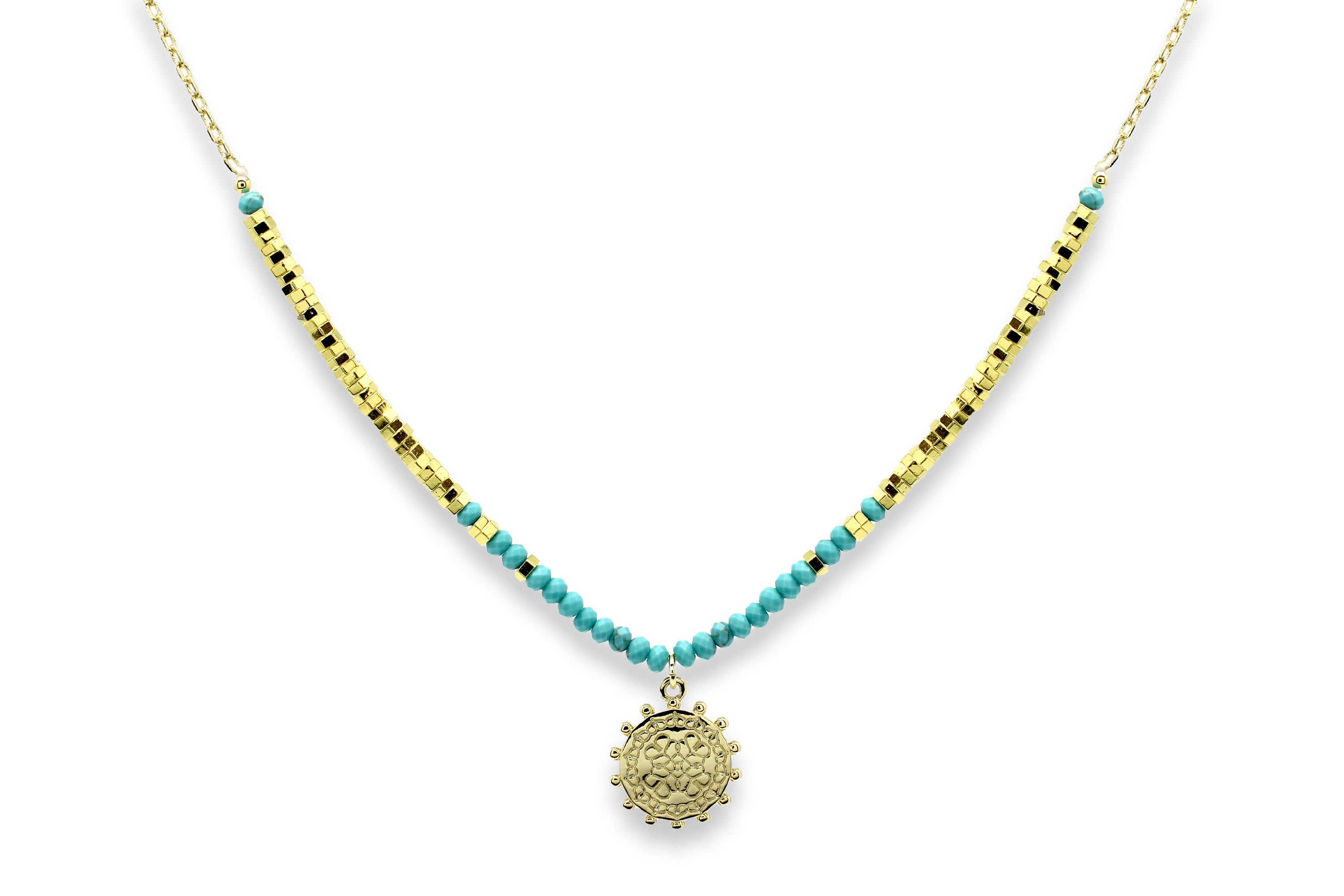 Hades Turquoise Gold Pendant Necklace