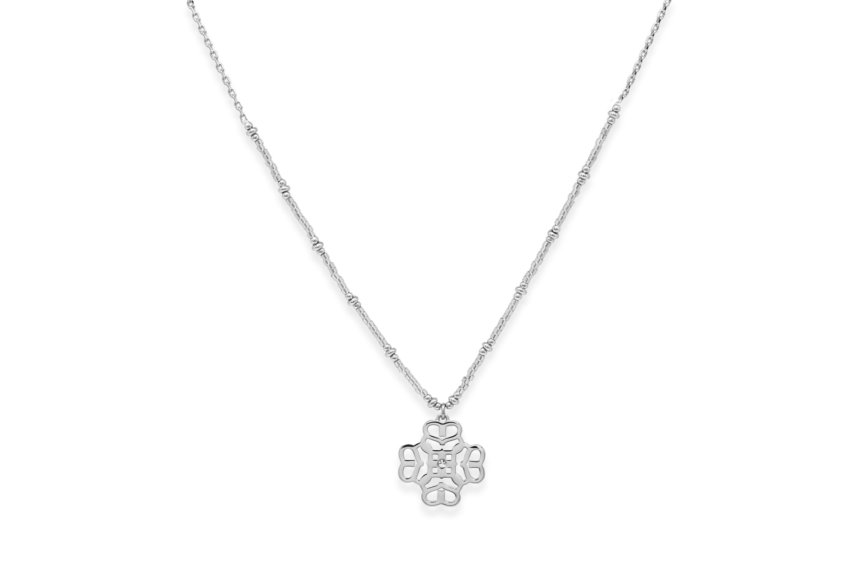 Icon Silver Beaded Pendant Necklace