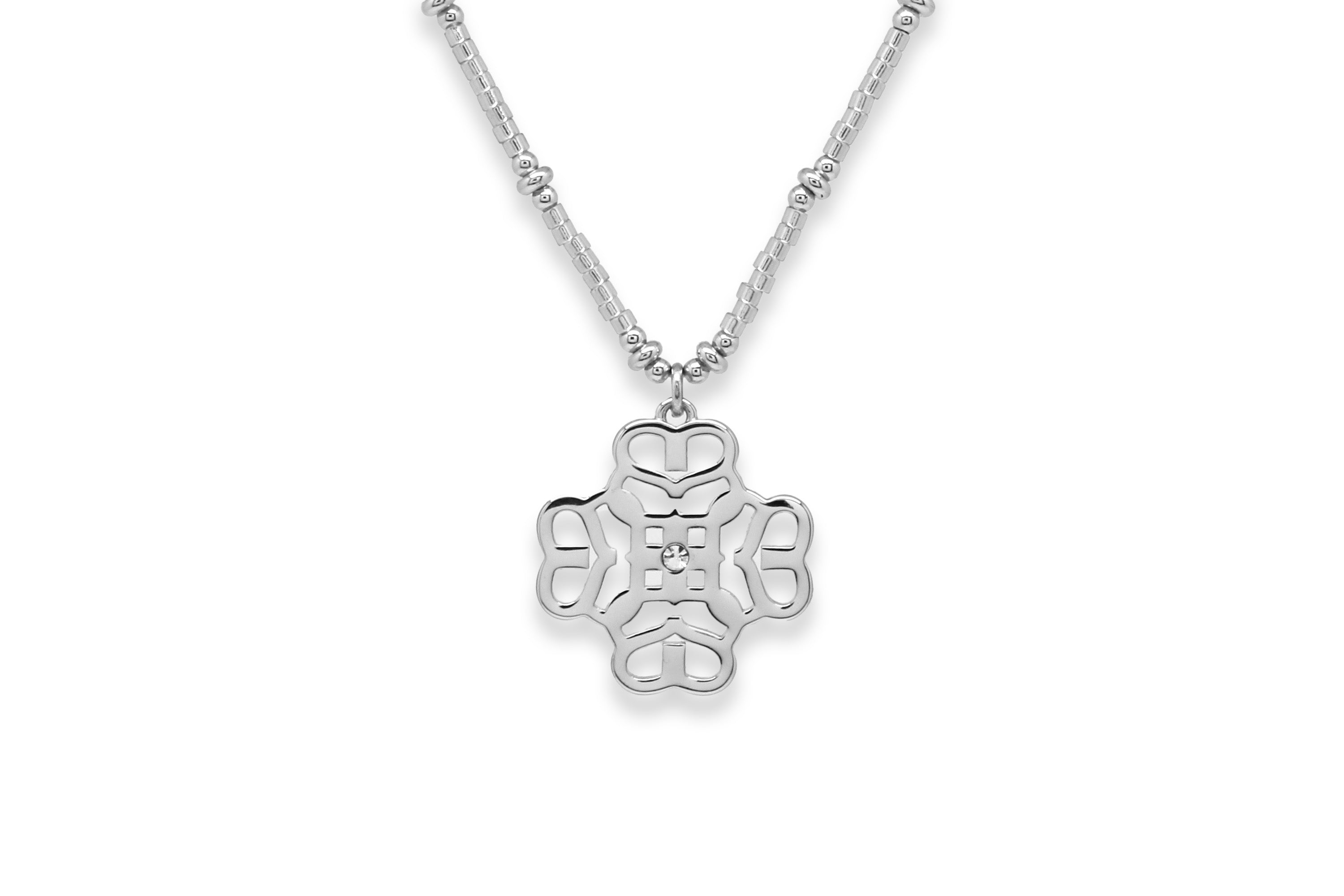 Icon Silver Beaded Pendant Necklace