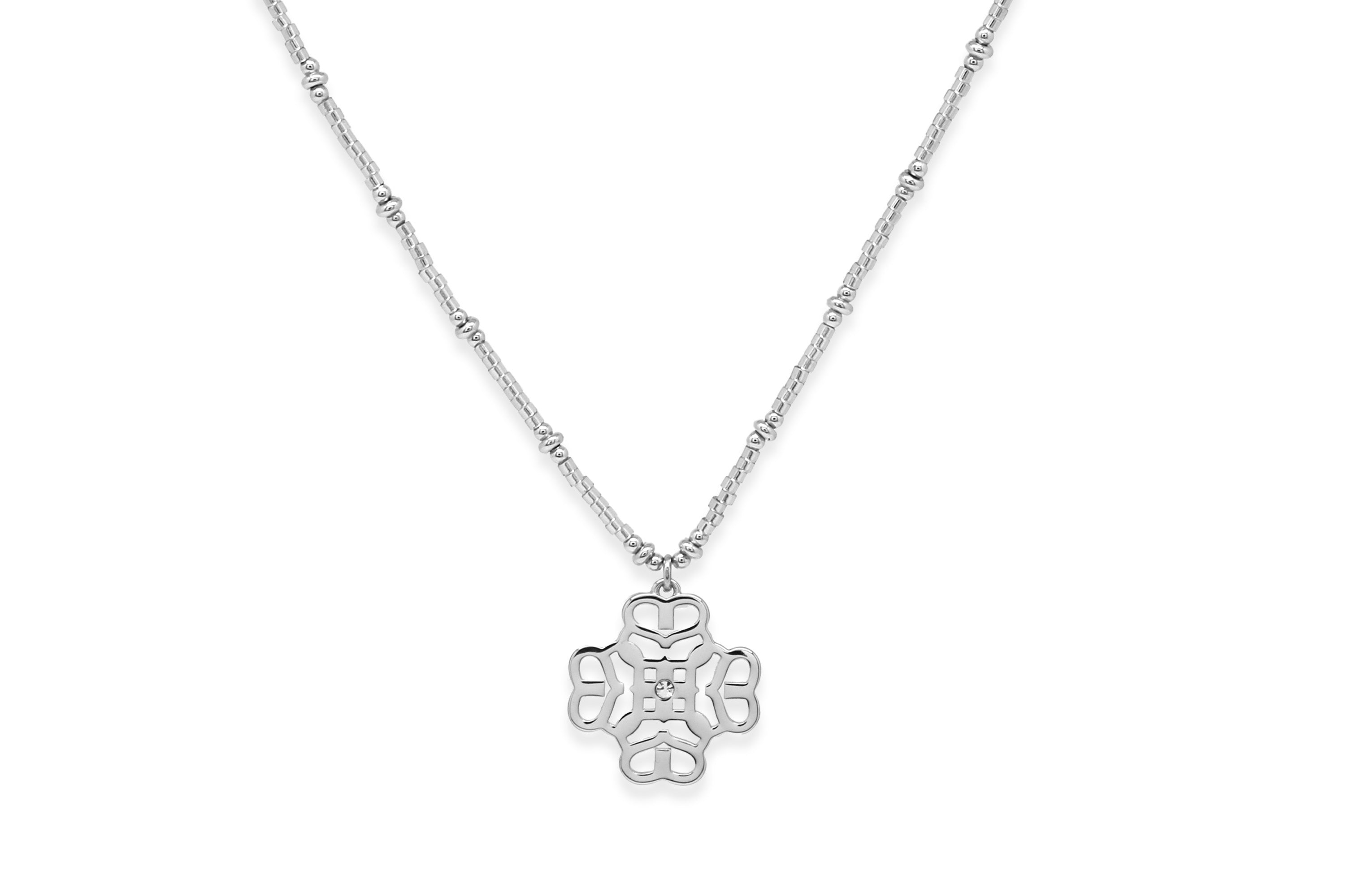 Icon Silver Beaded Pendant Necklace