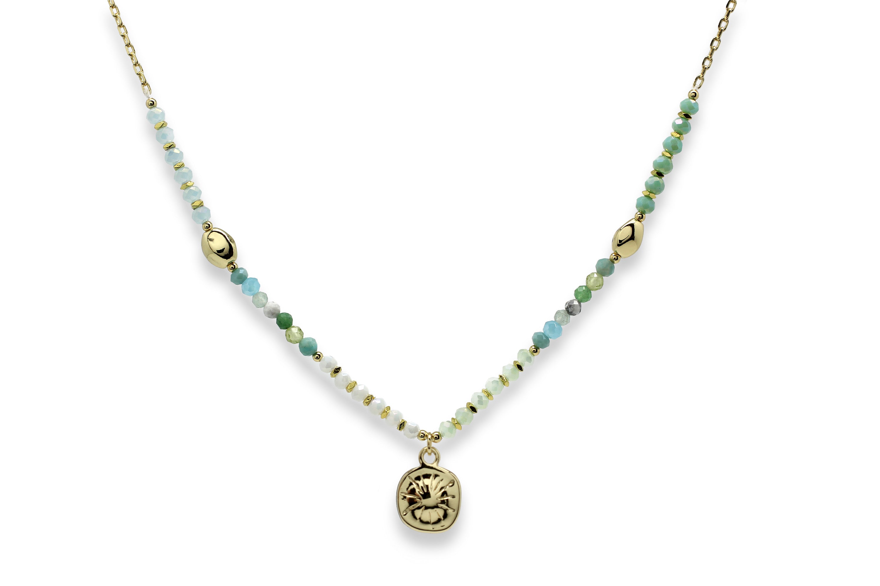 Kanya Multi Gem Pebble Gold Necklace