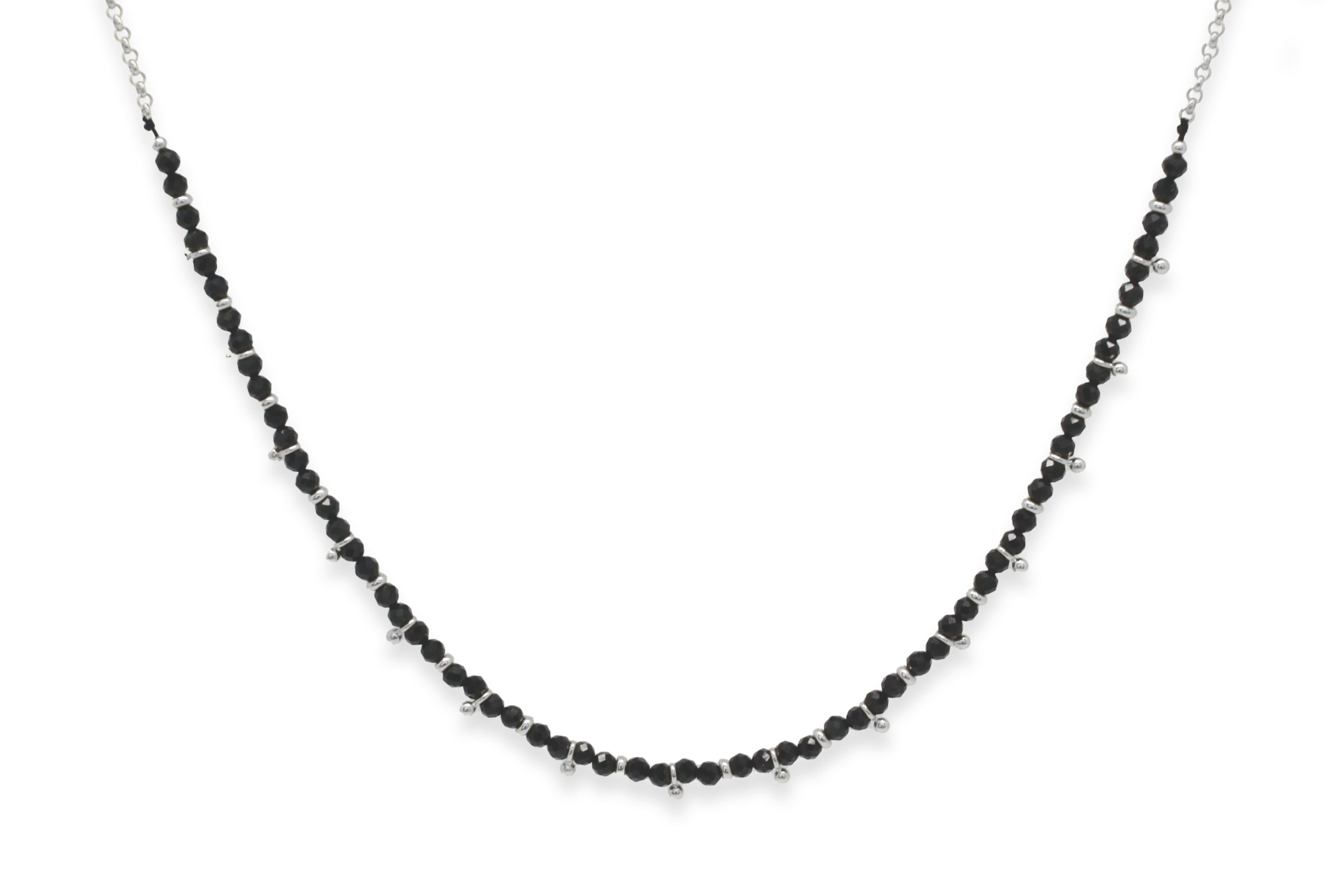 Salus Black Spinel Silver Gemstone Necklace