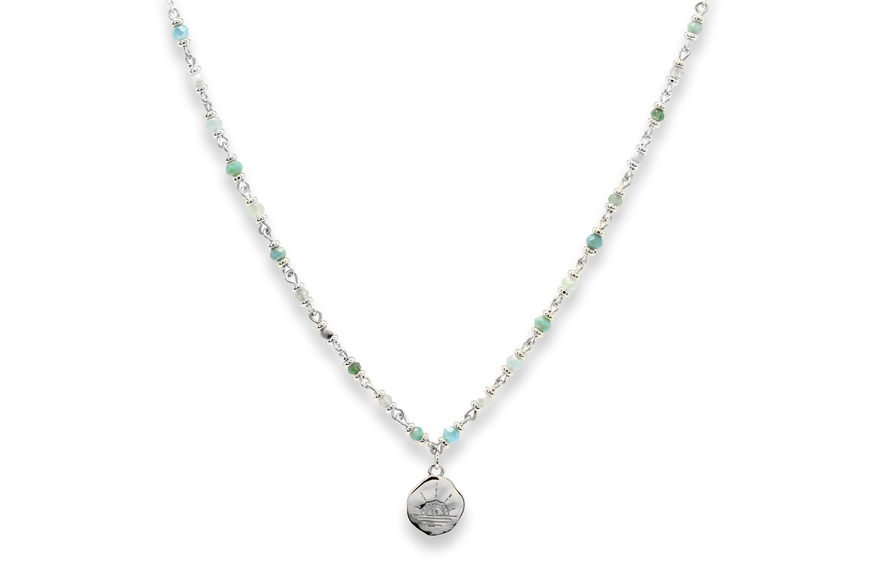 Selket Multi Gem Pebble Silver Necklace