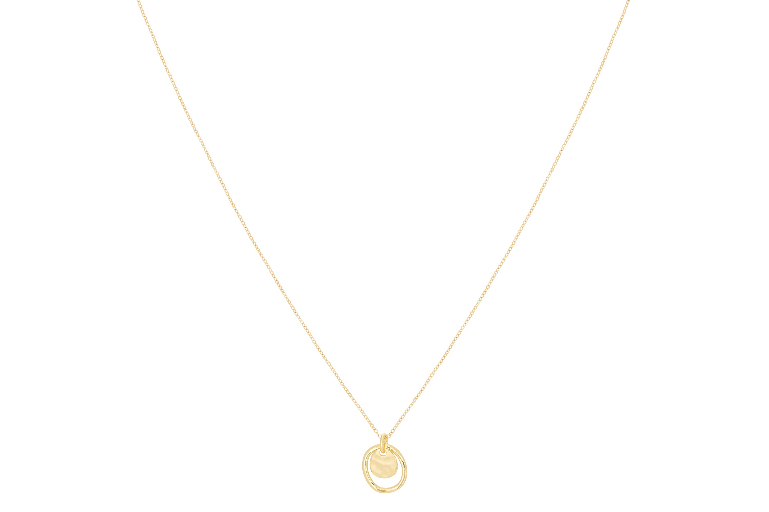 Aperol Gold Battered Disc Necklace