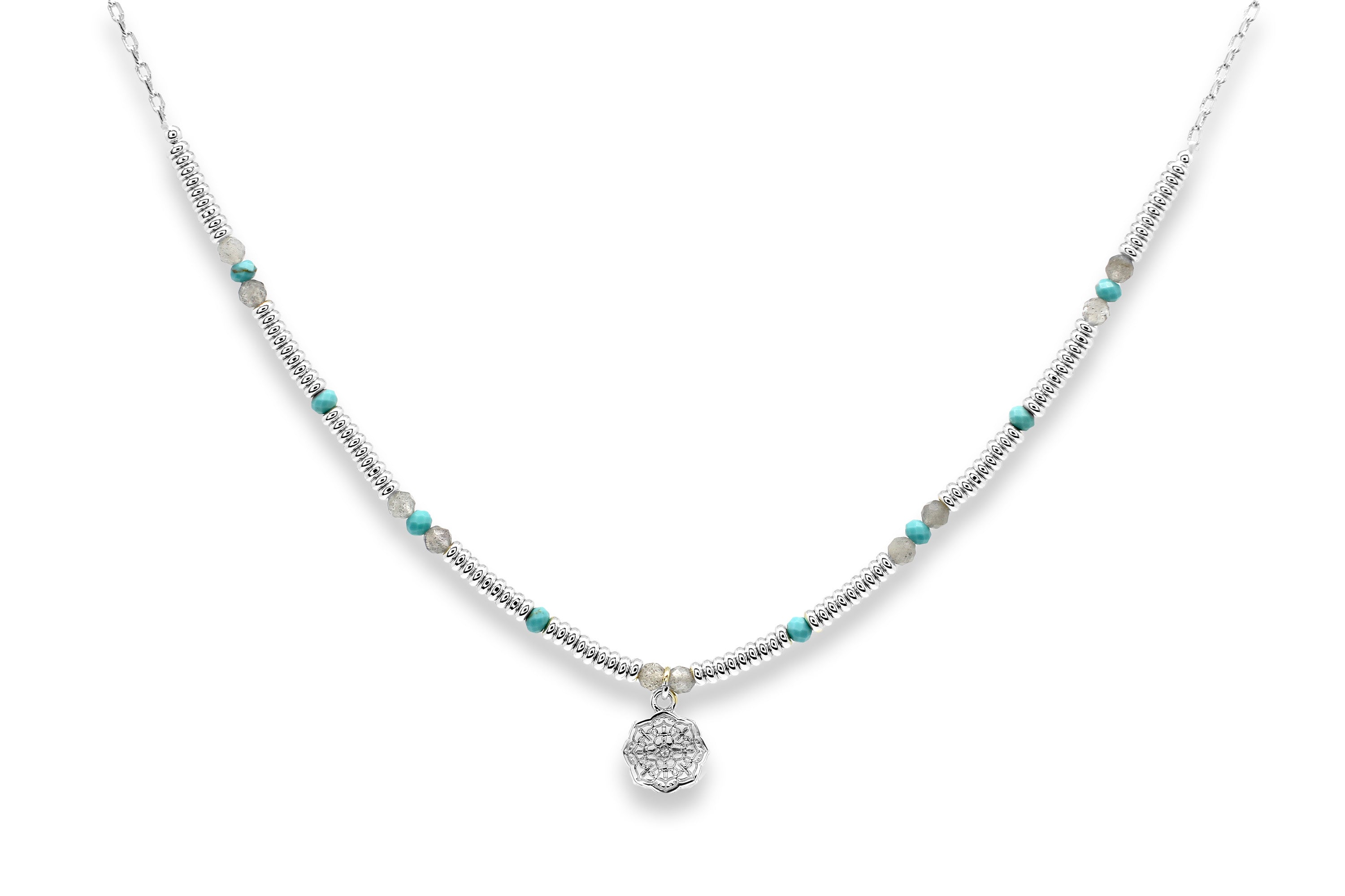 Janus Multi Gem Silver Pendant Necklace