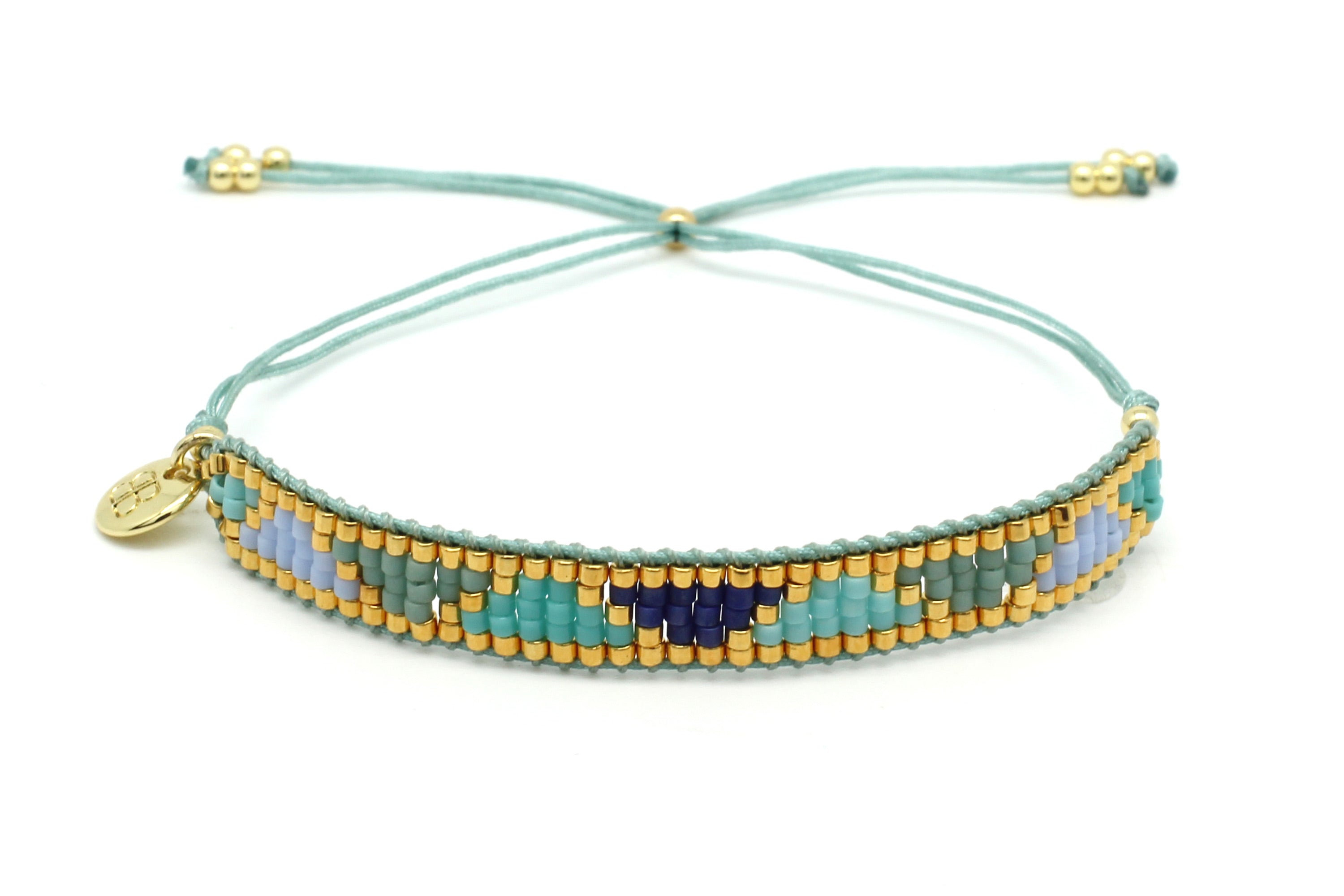 Venus Point Blue & Gold Beaded Bracelet