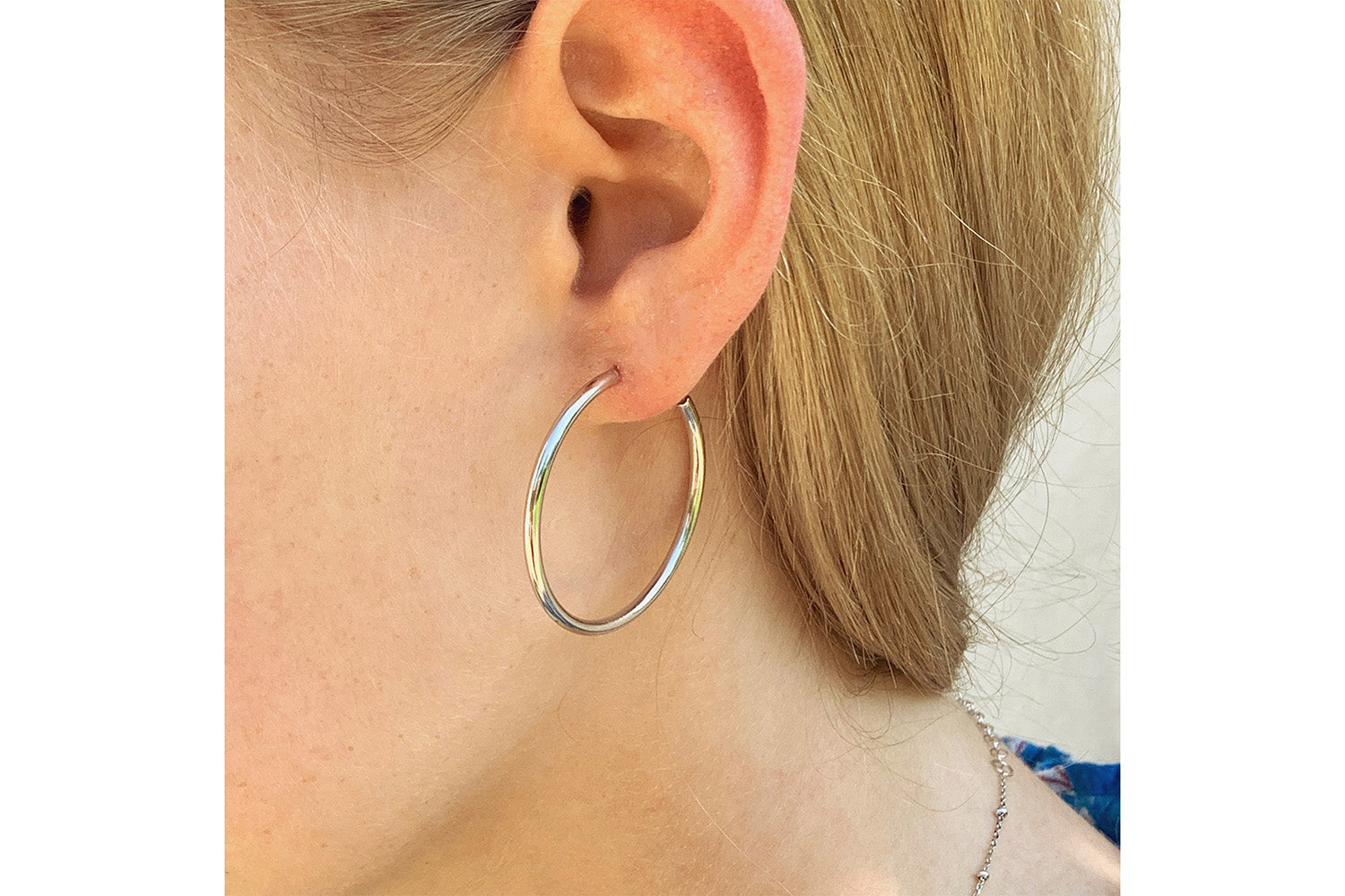 Julin 34mm Silver Plain Hoop Earrings